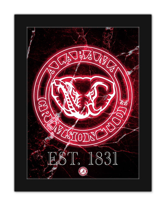 Fan Creations Wall Decor Alabama Neon Circle Logo 12x16