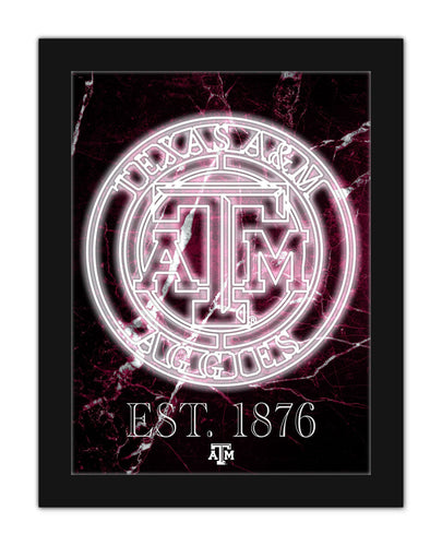 Fan Creations Wall Decor Texas A&M Neon Circle Logo 12x16