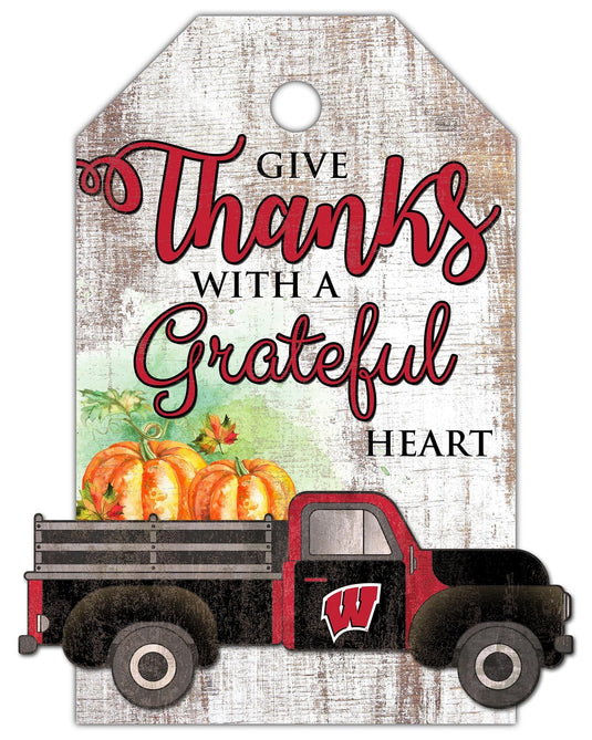 Fan Creations Holiday Home Decor Wisconsin Gift Tag and Truck 11x19