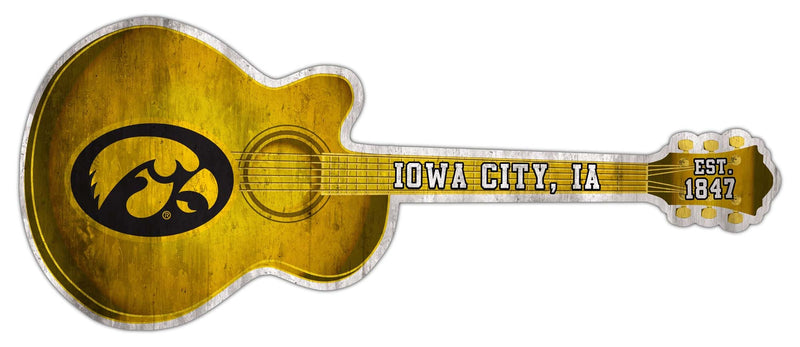 Load image into Gallery viewer, Fan Creations 24in Guitar NCAA University of Iowa team wall art sign
