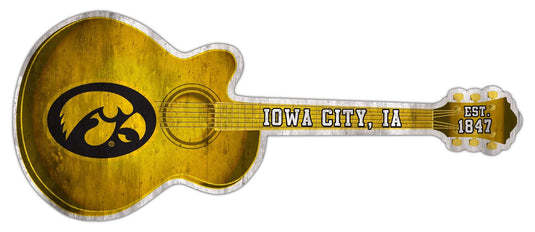 Fan Creations 24in Guitar NCAA University of Iowa team wall art sign