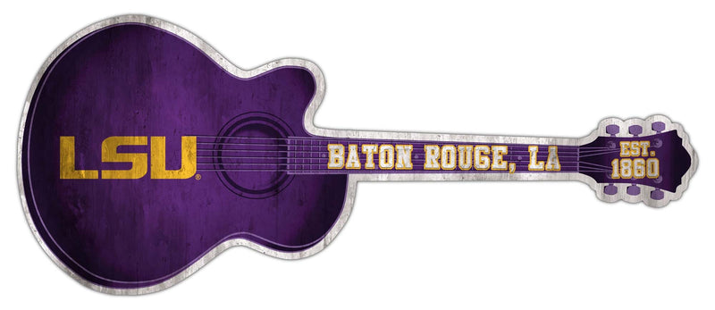 Load image into Gallery viewer, Fan Creations 24in Guitar NCAA LSU team wall art sign
