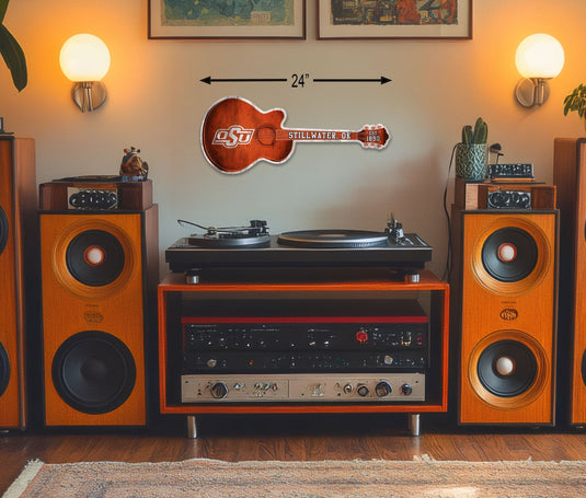 Fan Creations 24in Guitar NCAA Oklahoma State University team wall art sign