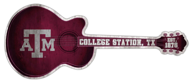 Load image into Gallery viewer, Fan Creations 24in Guitar NCAA Texas A&amp;M University team wall art sign
