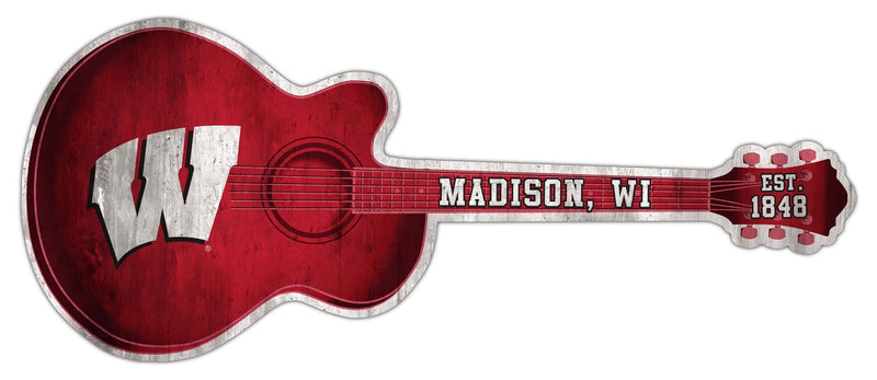 Load image into Gallery viewer, Fan Creations 24in Guitar NCAA University of Wisconsin team wall art sign
