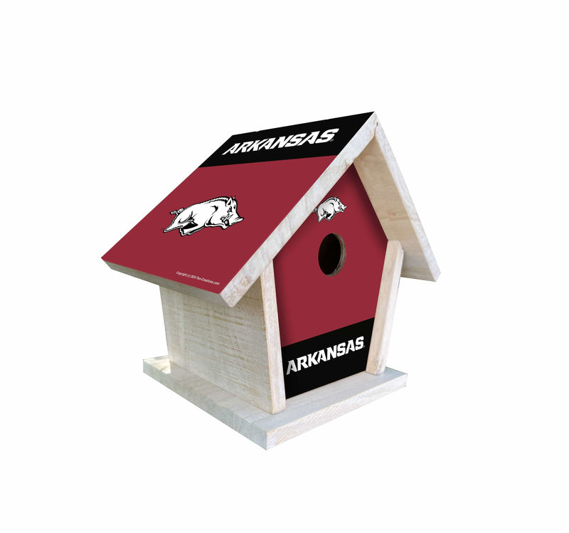 Load image into Gallery viewer, Fan Creations NCAA University of Arkansas-Themed Birdhouse – White Mahogany with Bright UV Printed Team Colors
