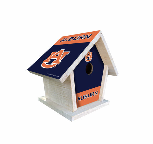 Fan Creations NCAA Auburn University-Themed Birdhouse – White Mahogany with Bright UV Printed Team Colors