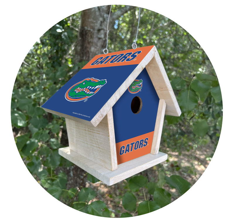 Load image into Gallery viewer, Fan Creations NCAA University of Florida-Themed Birdhouse – White Mahogany with Bright UV Printed Team Colors
