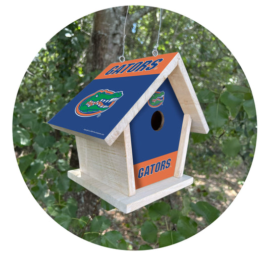 Fan Creations NCAA University of Florida-Themed Birdhouse – White Mahogany with Bright UV Printed Team Colors