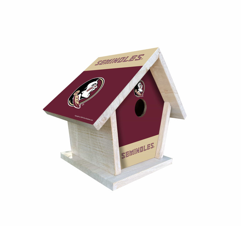 Load image into Gallery viewer, Fan Creations NCAA Florida State University-Themed Birdhouse – White Mahogany with Bright UV Printed Team Colors
