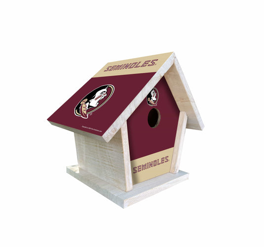 Fan Creations NCAA Florida State University-Themed Birdhouse – White Mahogany with Bright UV Printed Team Colors
