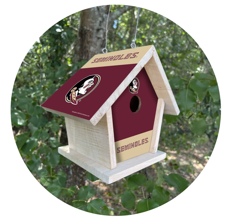Load image into Gallery viewer, Fan Creations NCAA Florida State University-Themed Birdhouse – White Mahogany with Bright UV Printed Team Colors
