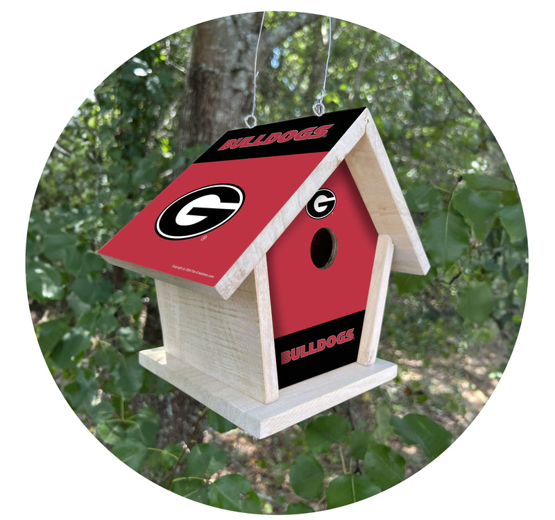 Load image into Gallery viewer, Fan Creations NCAA University of Georgia-Themed Birdhouse – White Mahogany with Bright UV Printed Team Colors
