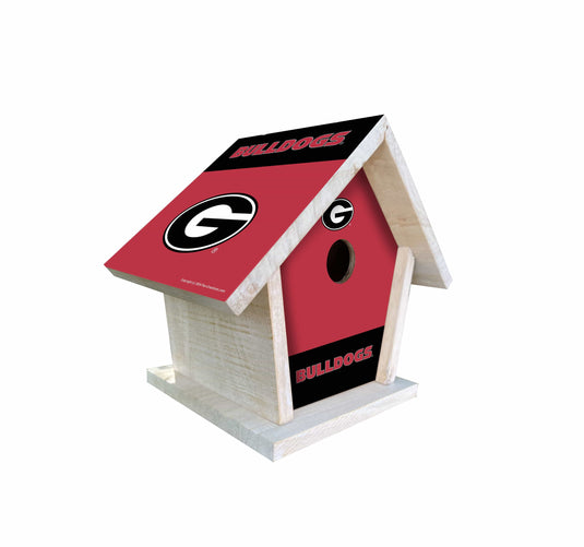 Fan Creations NCAA University of Georgia-Themed Birdhouse – White Mahogany with Bright UV Printed Team Colors