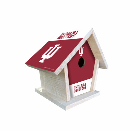Fan Creations NCAA Indiana University-Themed Birdhouse – White Mahogany with Bright UV Printed Team Colors