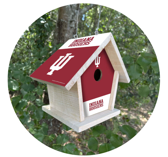 Fan Creations NCAA Indiana University-Themed Birdhouse – White Mahogany with Bright UV Printed Team Colors