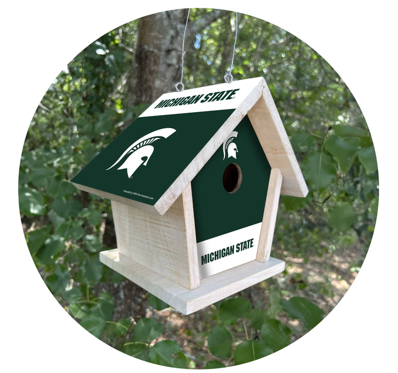 Load image into Gallery viewer, Fan Creations NCAA Michigan State University-Themed Birdhouse – White Mahogany with Bright UV Printed Team Colors
