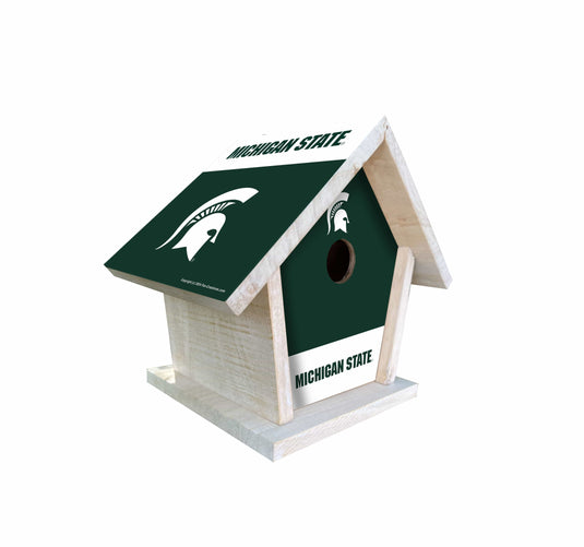 Fan Creations NCAA Michigan State University-Themed Birdhouse – White Mahogany with Bright UV Printed Team Colors
