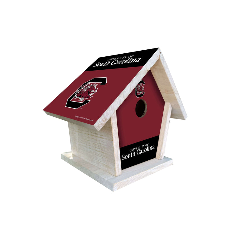 Load image into Gallery viewer, Fan Creations NCAA University of South Carolina-Themed Birdhouse – White Mahogany with Bright UV Printed Team Colors
