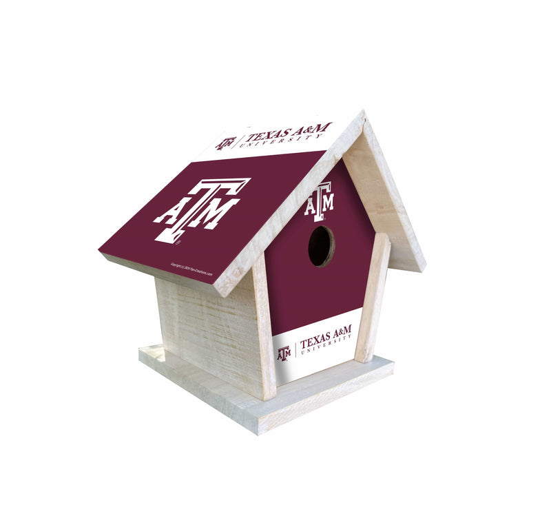 Load image into Gallery viewer, Fan Creations NCAA Texas A&amp;M University-Themed Birdhouse – White Mahogany with Bright UV Printed Team Colors
