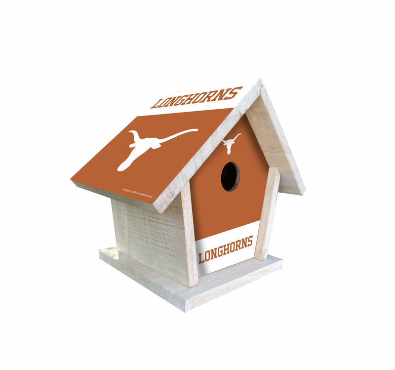 Load image into Gallery viewer, Fan Creations NCAA University of Texas-Themed Birdhouse – White Mahogany with Bright UV Printed Team Colors

