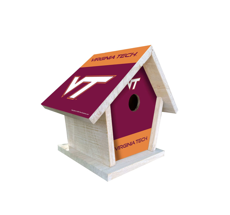 Load image into Gallery viewer, Fan Creations NCAA Virginia Tech-Themed Birdhouse – White Mahogany with Bright UV Printed Team Colors
