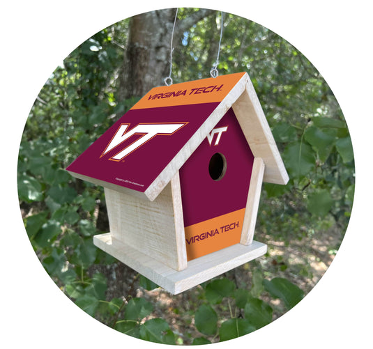 Fan Creations NCAA Virginia Tech-Themed Birdhouse – White Mahogany with Bright UV Printed Team Colors