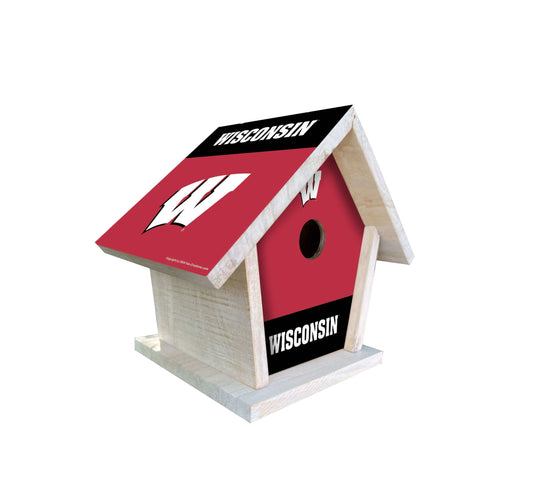 Fan Creations NCAA University of Wisconsin-Themed Birdhouse – White Mahogany with Bright UV Printed Team Colors