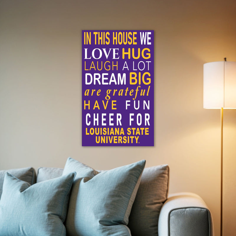 Load image into Gallery viewer, Fan Creations NCAA LSU in This House 11x19 Wall Decor
