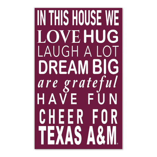 Fan Creations NCAA Texas A&M University in This House 11x19 Wall Decor
