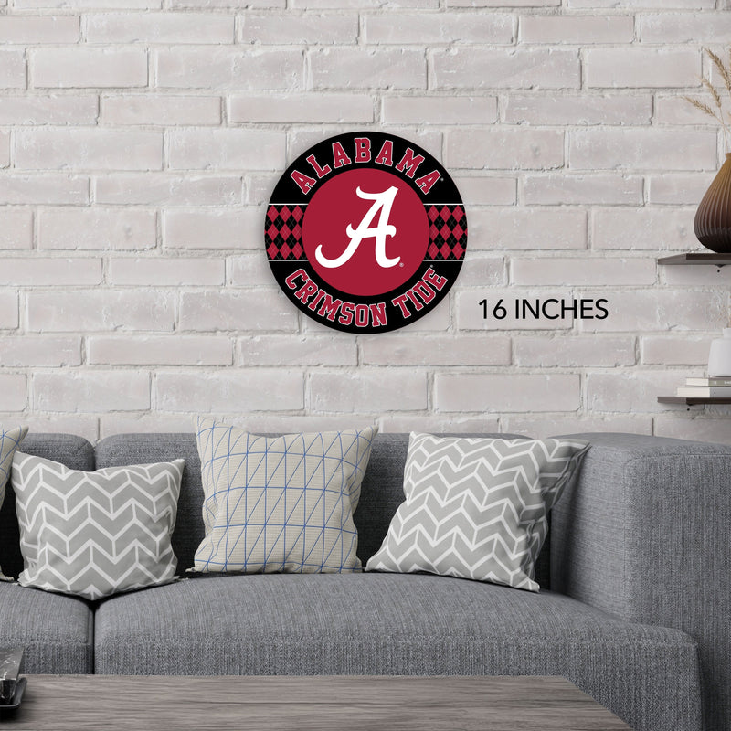 Load image into Gallery viewer, Fan Creations NCAA University of Alabama Argyle 16inc Circle Wall Art
