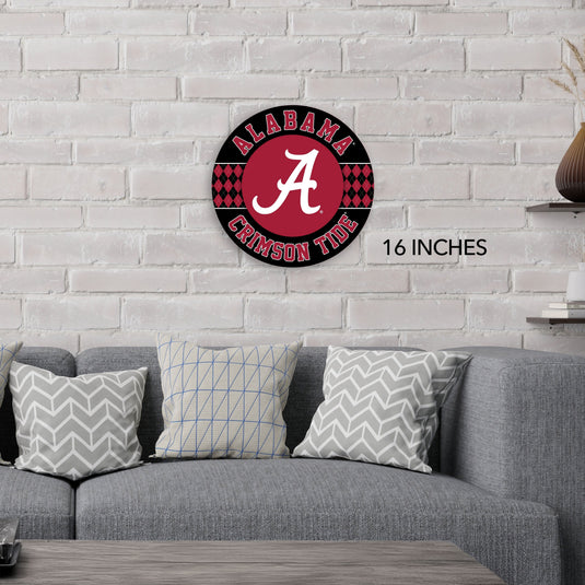 Fan Creations NCAA University of Alabama Argyle 16inc Circle Wall Art