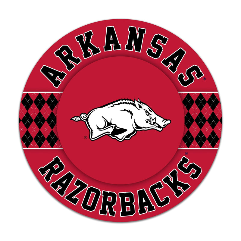 Load image into Gallery viewer, Fan Creations NCAA University of Arkansas Argyle 16inc Circle Wall Art
