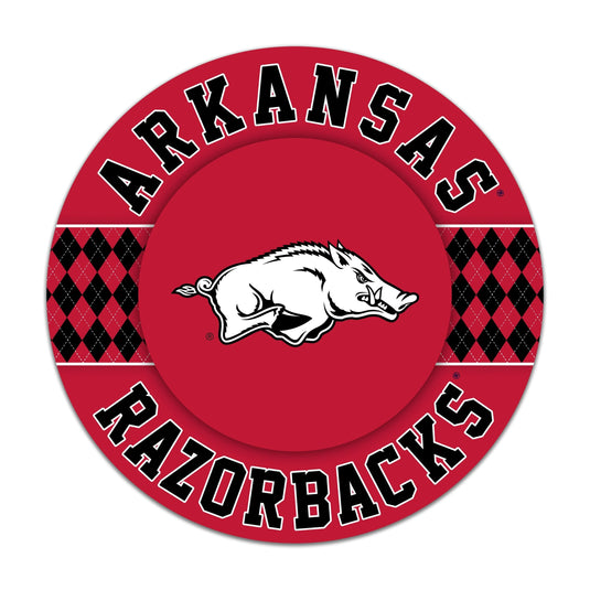 Fan Creations NCAA University of Arkansas Argyle 16inc Circle Wall Art