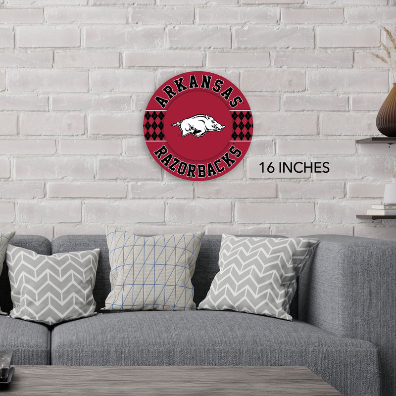 Load image into Gallery viewer, Fan Creations NCAA University of Arkansas Argyle 16inc Circle Wall Art
