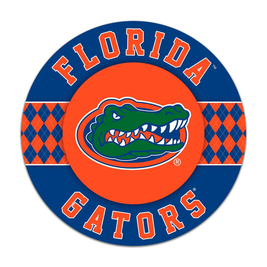 Fan Creations NCAA University of Florida Argyle 16inc Circle Wall Art