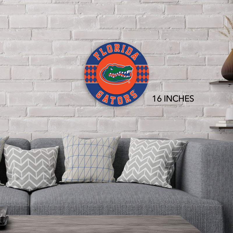 Load image into Gallery viewer, Fan Creations NCAA University of Florida Argyle 16inc Circle Wall Art
