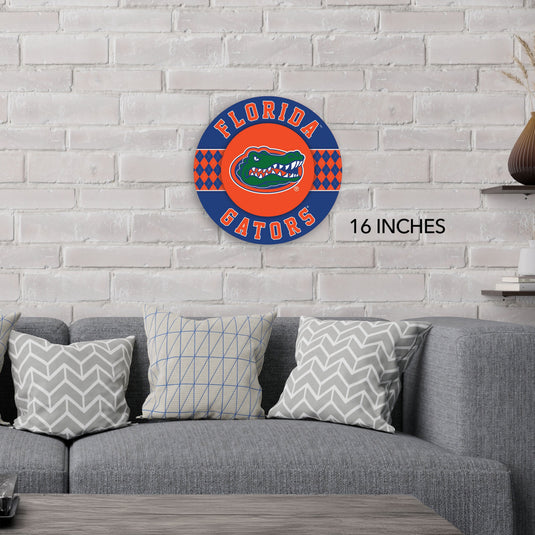 Fan Creations NCAA University of Florida Argyle 16inc Circle Wall Art