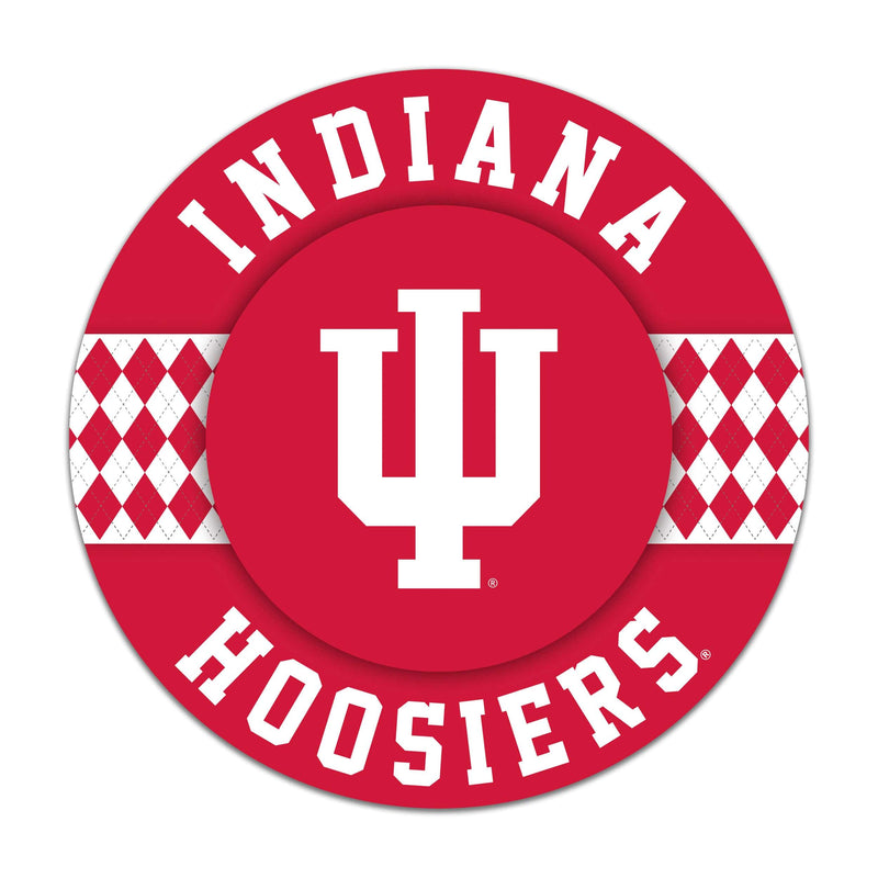 Load image into Gallery viewer, Fan Creations NCAA Indiana University Argyle 16inc Circle Wall Art
