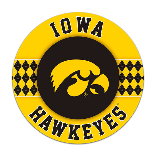 Fan Creations NCAA University of Iowa Argyle 16inc Circle Wall Art