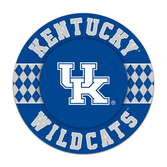 Fan Creations NCAA University of Kentucky Argyle 16inc Circle Wall Art