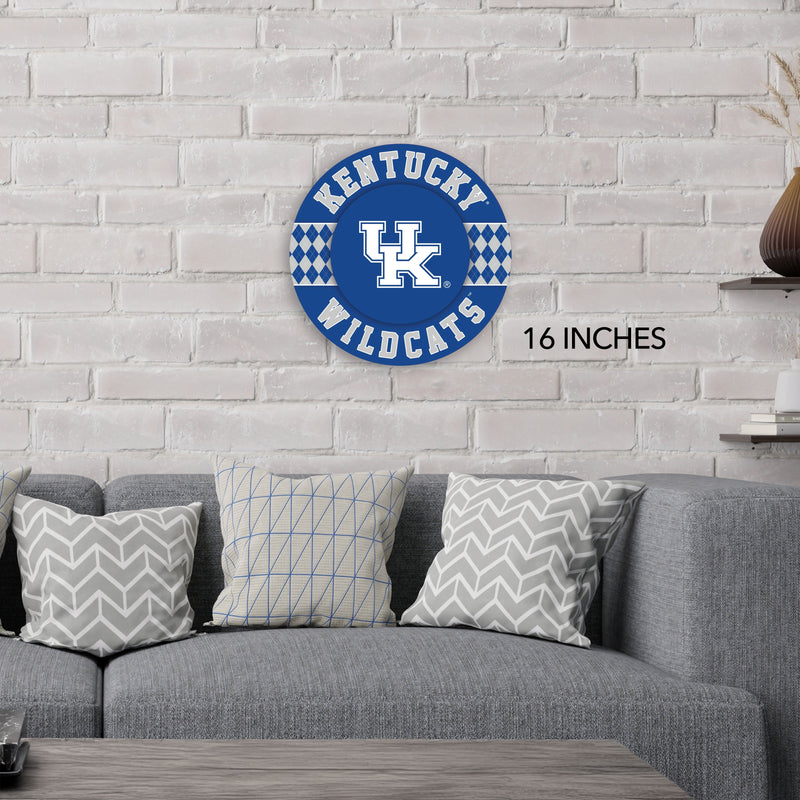 Load image into Gallery viewer, Fan Creations NCAA University of Kentucky Argyle 16inc Circle Wall Art
