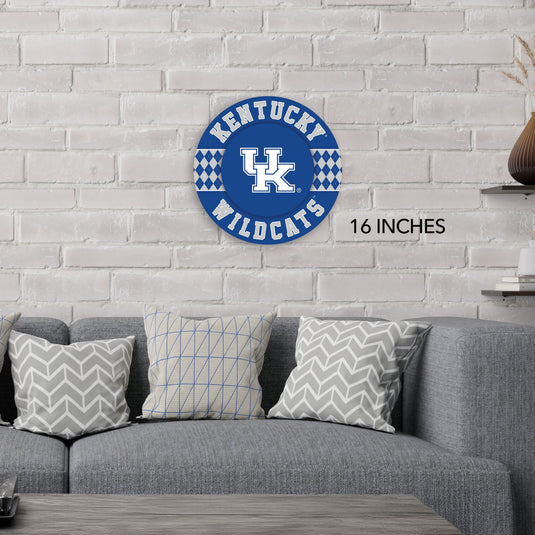 Fan Creations NCAA University of Kentucky Argyle 16inc Circle Wall Art