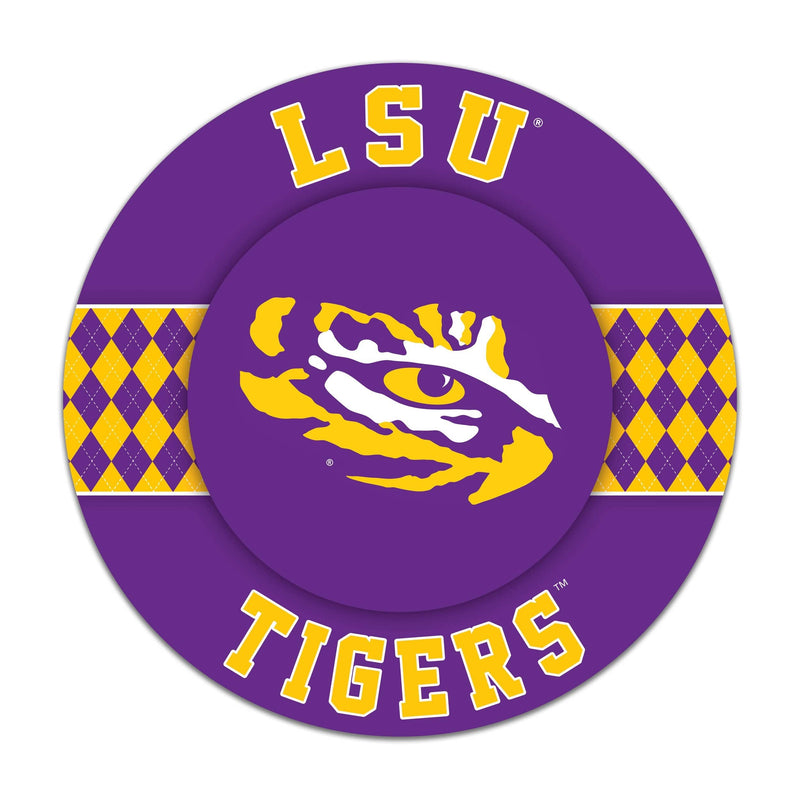 Load image into Gallery viewer, Fan Creations NCAA LSU Argyle 16inc Circle Wall Art
