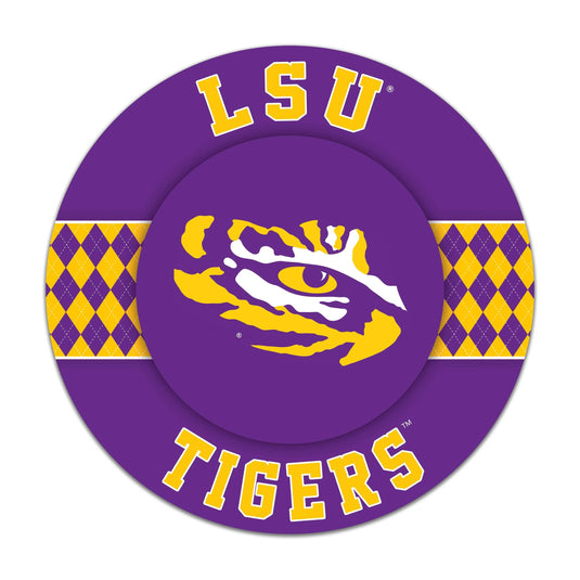 Fan Creations NCAA LSU Argyle 16inc Circle Wall Art