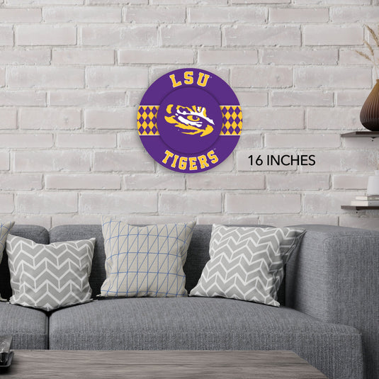 Fan Creations NCAA LSU Argyle 16inc Circle Wall Art