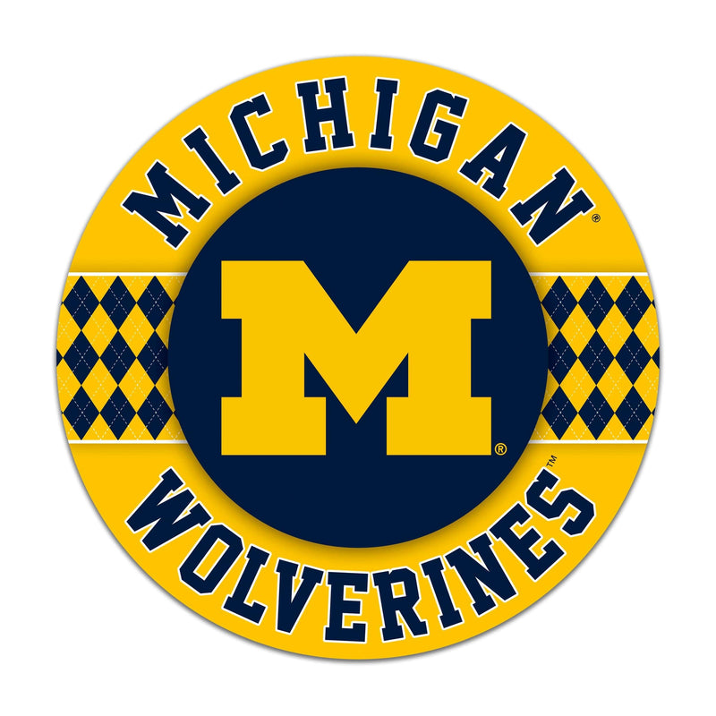 Load image into Gallery viewer, Fan Creations NCAA University of Michigan Argyle 16inc Circle Wall Art
