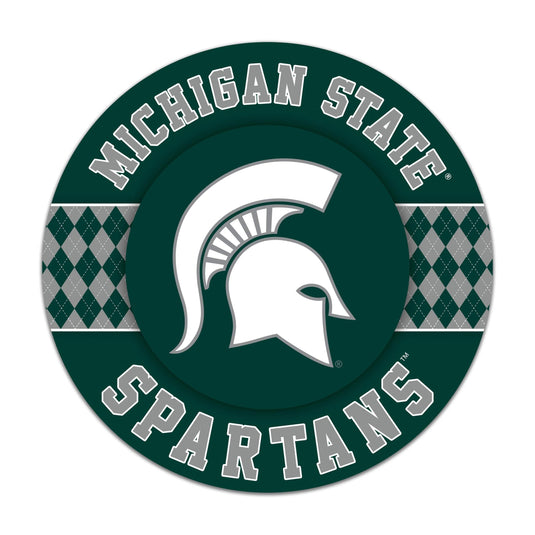 Fan Creations NCAA Michigan State University Argyle 16inc Circle Wall Art