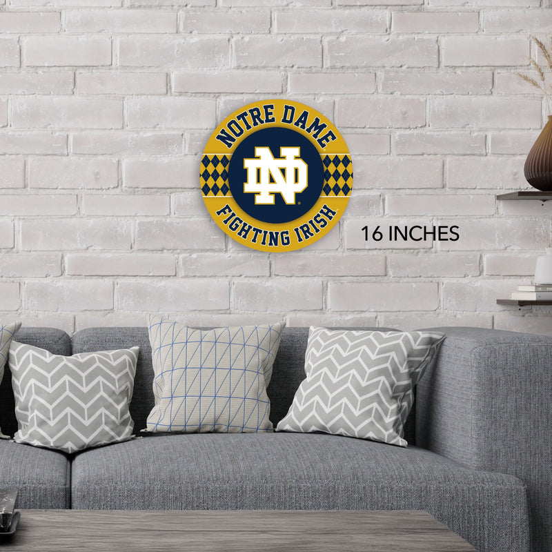 Load image into Gallery viewer, Fan Creations NCAA University of Notre Dame Argyle 16inc Circle Wall Art
