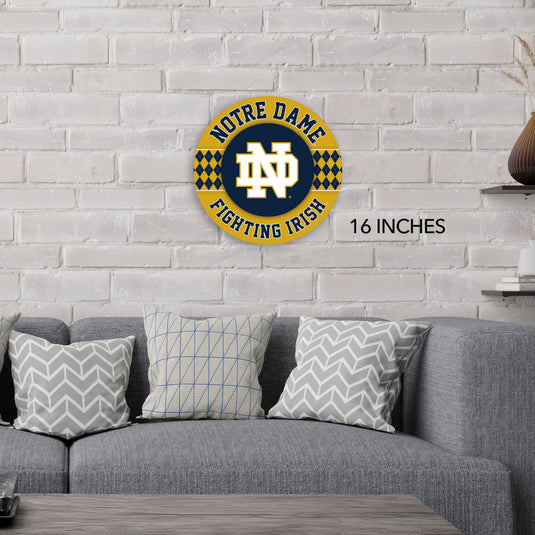 Fan Creations NCAA University of Notre Dame Argyle 16inc Circle Wall Art